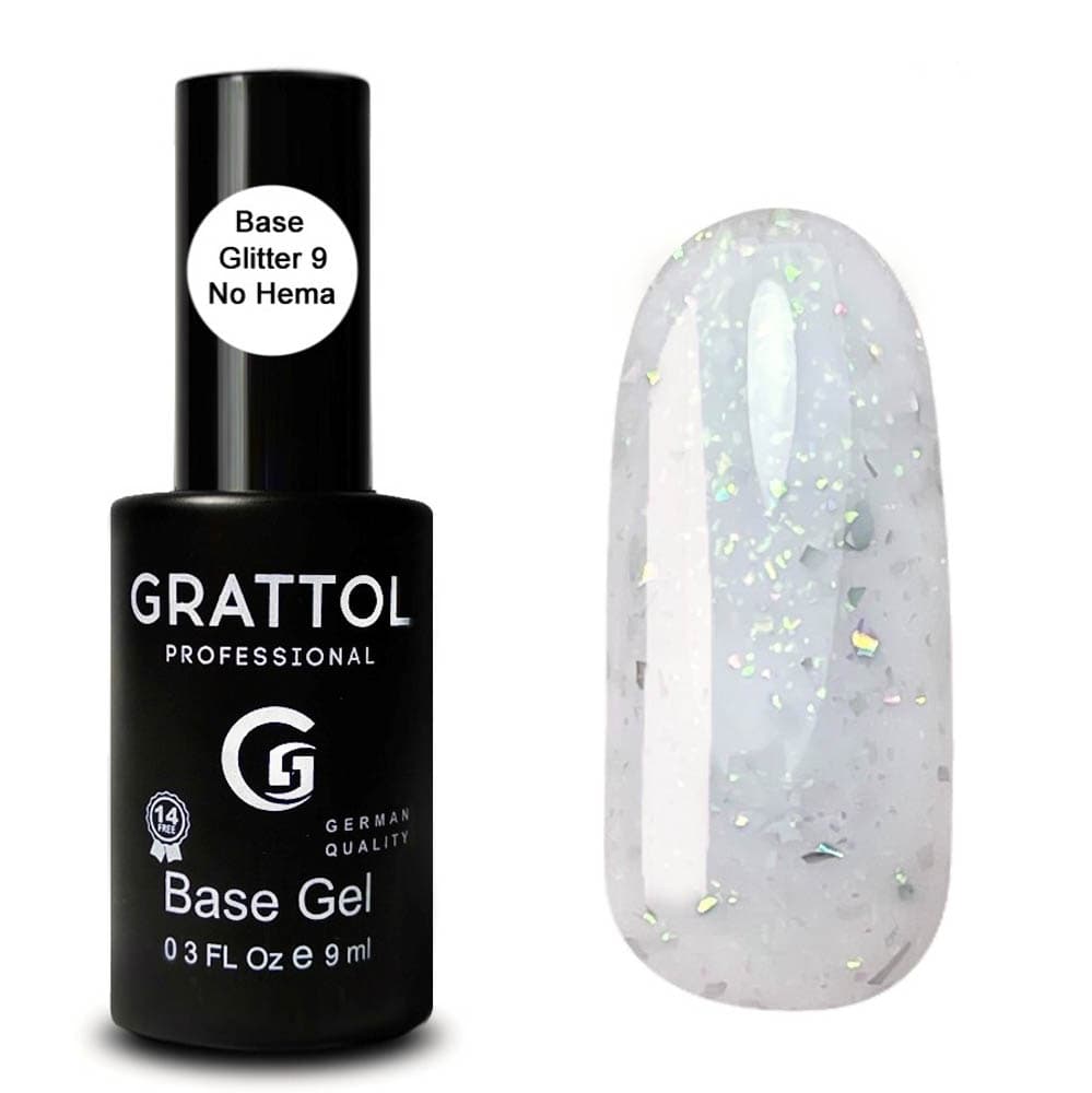 Grattol Rubber Base Glitter 9-Marble-База камуфлирующая с глиттером, 9ml #