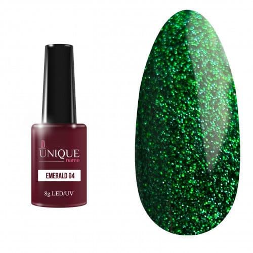 Unique, Гель-лак Изумруд 04 (Emerald 04) (8ml)