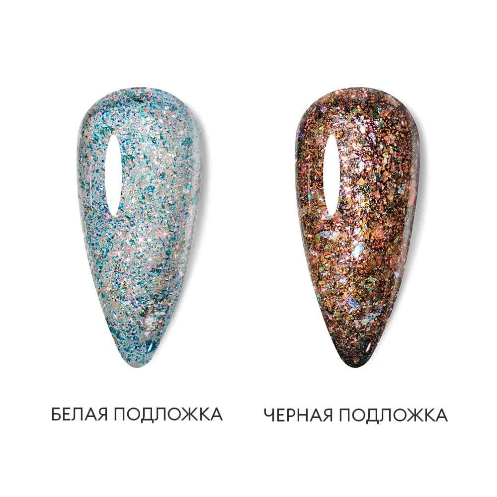 Runail, Моделирующий УФ-гель с эффектом битого стекла BUILDER UV GEL Калейдоскоп № 10081, 15г 