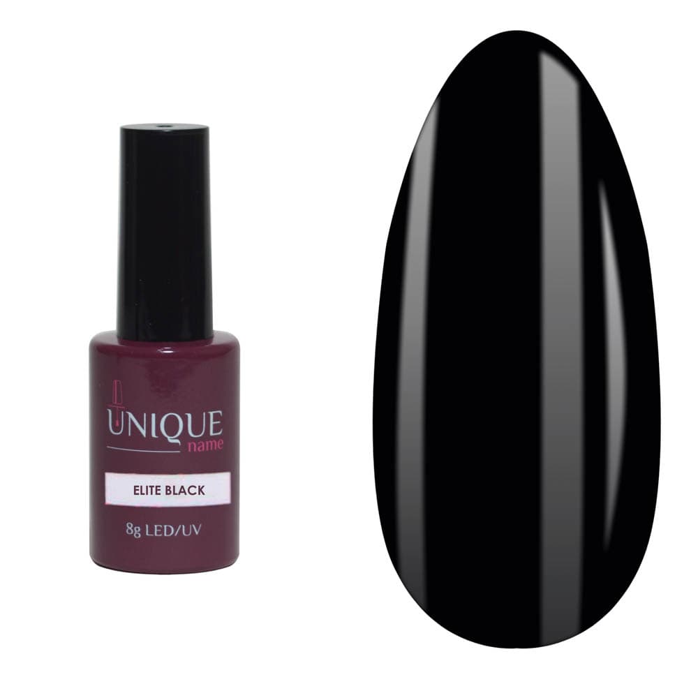 Unique, Гель-лак Черный Элит (Elite Black) (8ml)