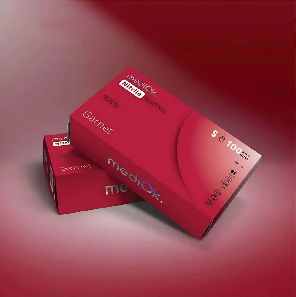 Перчатки нитриловые Mediok S красный (Garnet)