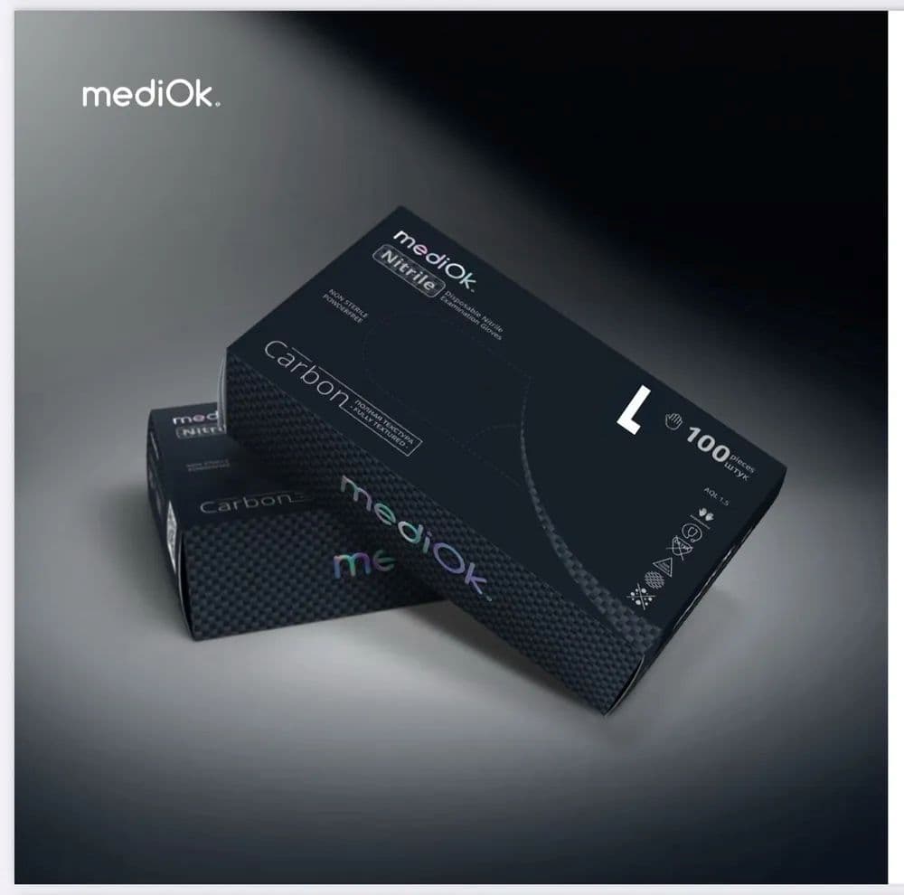 Перчатки нитриловые Mediok L черный  (Carbon)