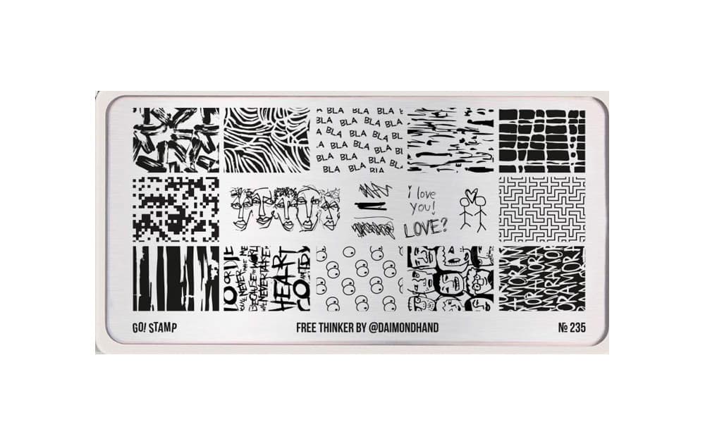 Go! Stamp, Пластина для стемпинга 235 Free Thinker by @daimondhand