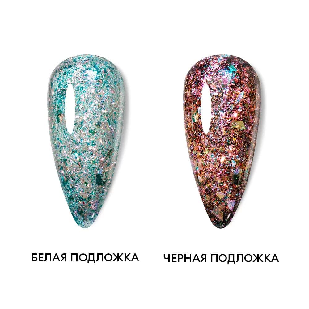 Runail, Моделирующий УФ-гель с эффектом битого стекла BUILDER UV GEL Калейдоскоп № 10082, 15г 