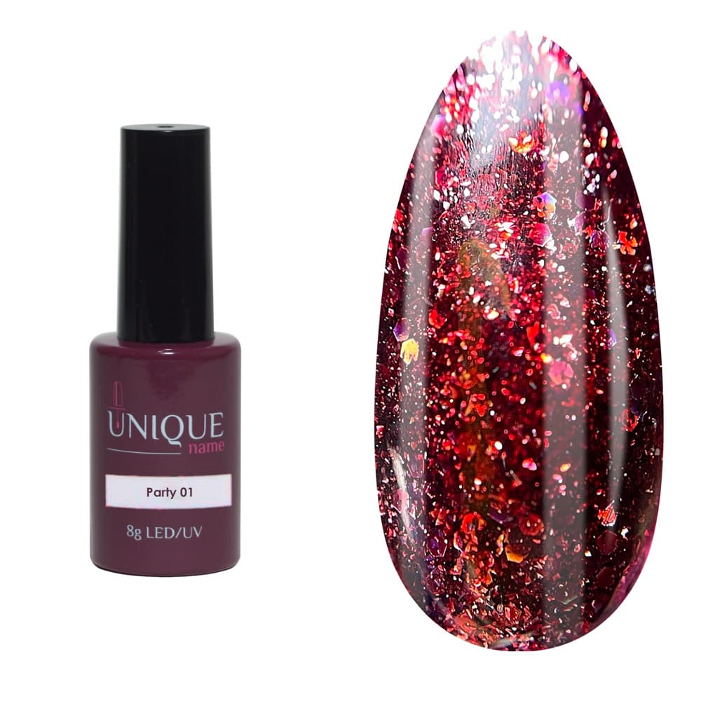 Unique, Гель-лак Вечеринка 01 (Party 01) (8ml)
