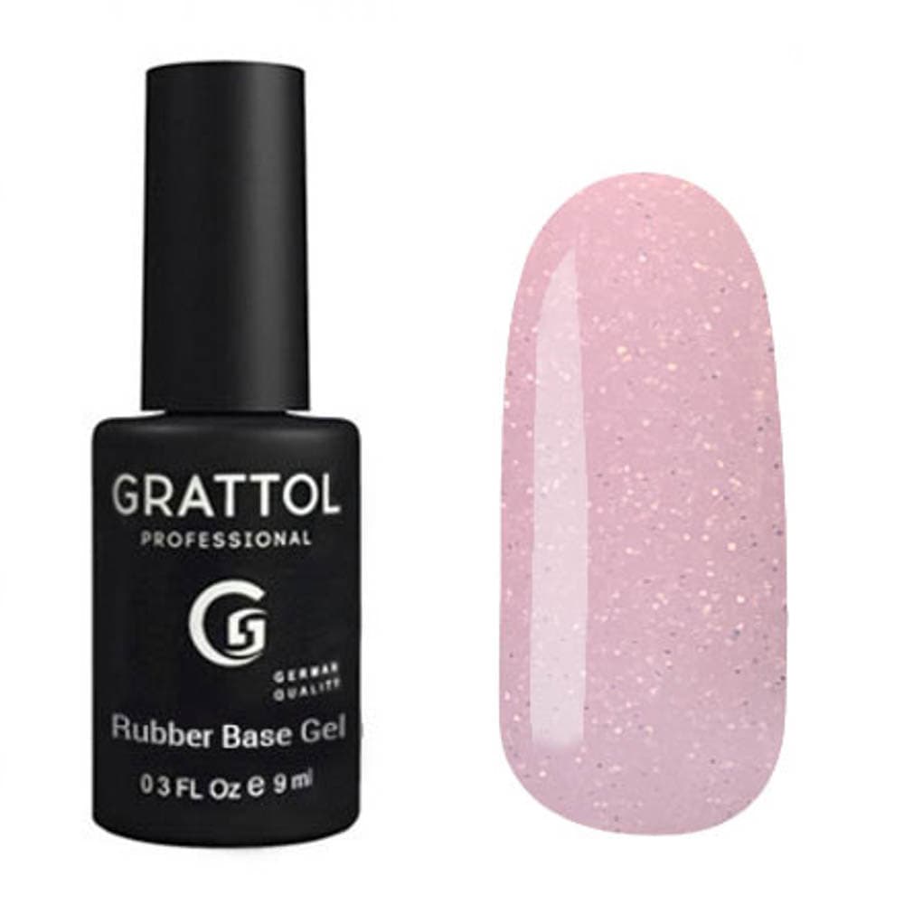 Grattol Rubber Base Glitter 7 База камуфлирующая с глиттером, 9ml