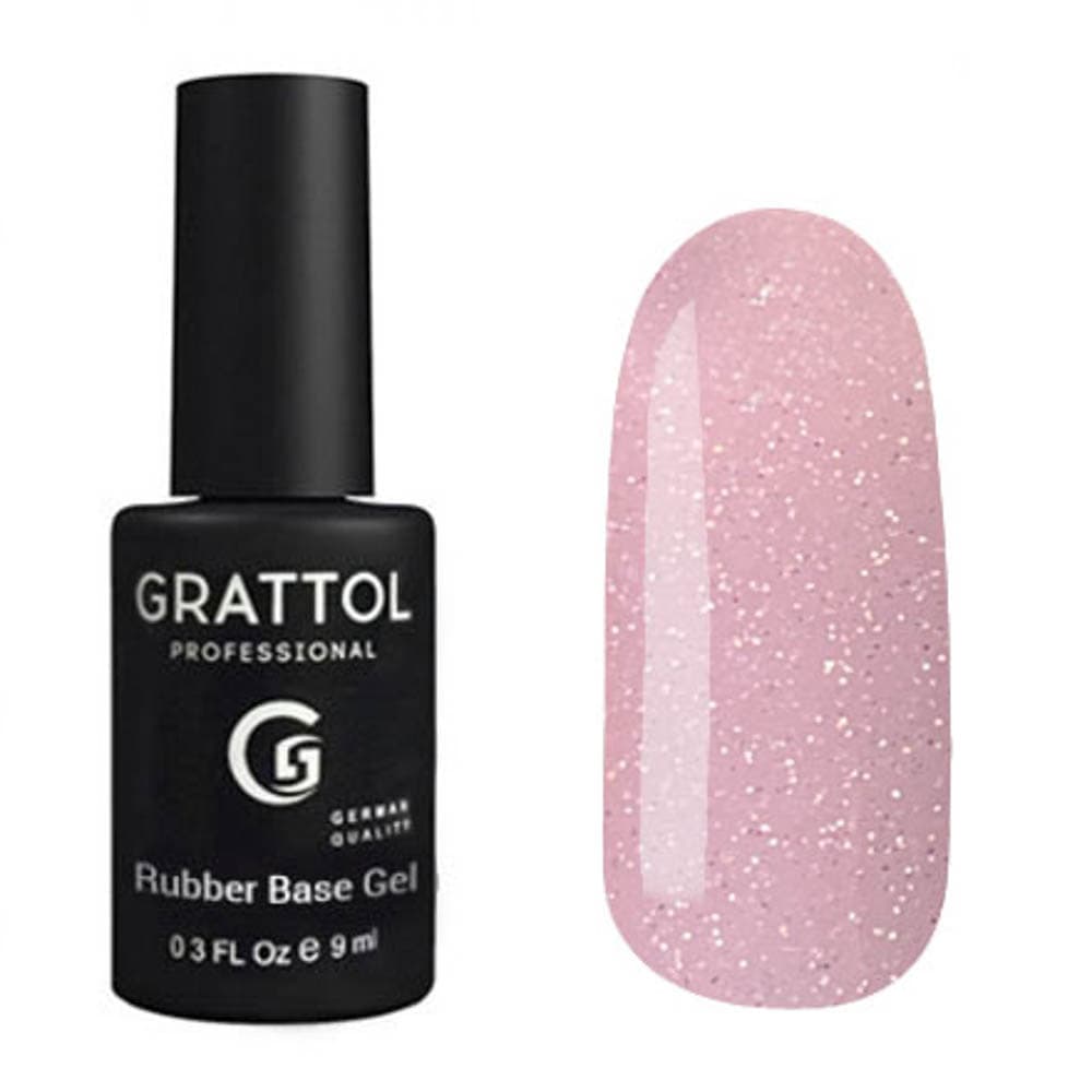 Grattol Rubber Base Glitter 8 База камуфлирующая с глиттером, 9ml 