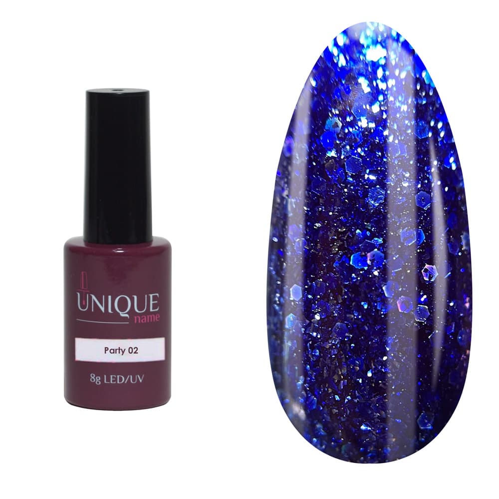 Unique, Гель-лак Вечеринка 02 (Party 02) (8ml)