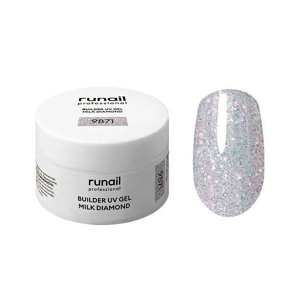 Runail, Моделирующий УФ-гель светоотр. BUILDER UV GEL  MILK DIAMOND 15 г №9871