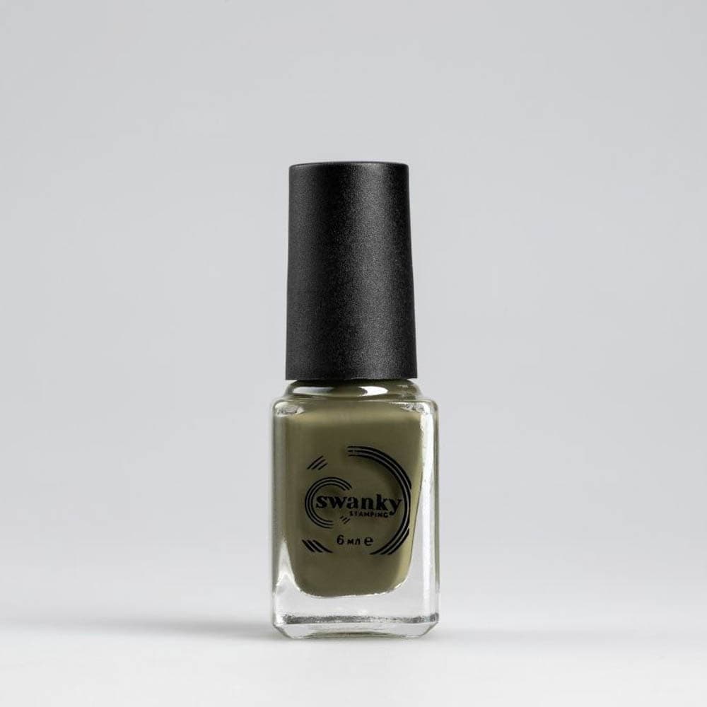 Swanky Stamping, Лак для стемпинга S037, оливковый хаки 6мл #
