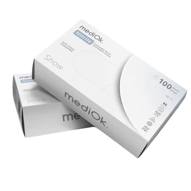 Перчатки нитриловые Mediok M , белый  (SNOW)