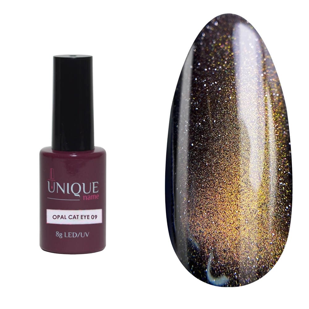 Unique, Гель-лак Кошка Опал 09 (Opal Cat eye 09) (8ml)