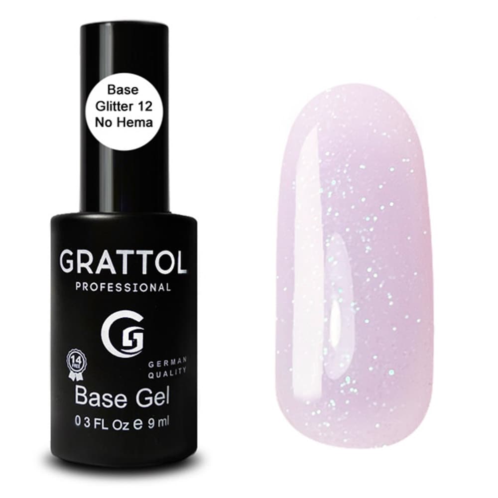 Grattol Rubber Base Glitter 12 База камуфлирующая с глиттером, 9ml