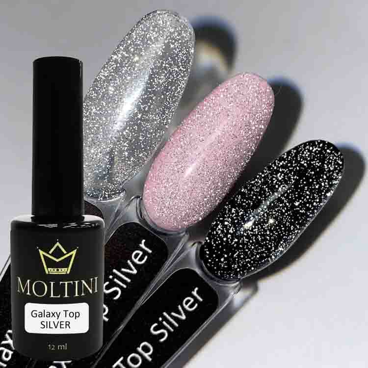 MOLTINI Galaxy Top Silver Светоотражающий топ без лип. слоя 12 мл.