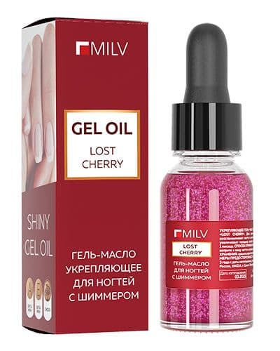 Milv, Укрепляющее гель-масло для ногтей со смолой масти.дерева и шиммером "LOST CHERRY" 15мл