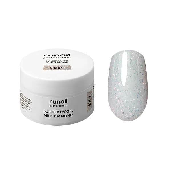 Runail, Моделирующий УФ-гель светоотр. BUILDER UV GEL  MILK DIAMOND 15 г №9869
