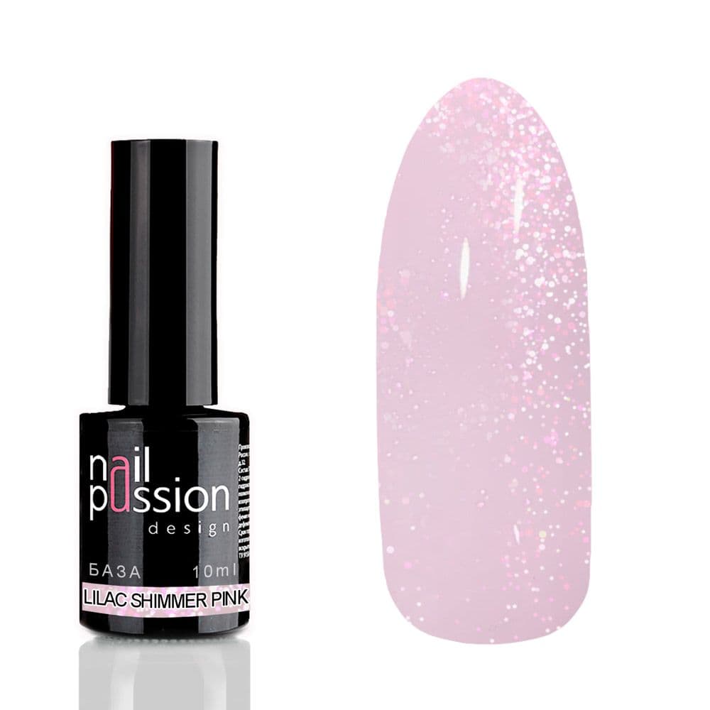 Nail Passion, Камуфлирующая база Lilac Shimmer Pink #