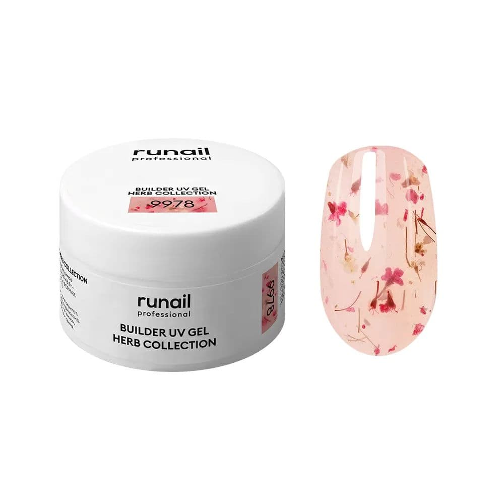 Runail, Моделирующий УФ-гель с сухоцветами BUILDER UV GEL HERB COLLECTION, 15 г №9978