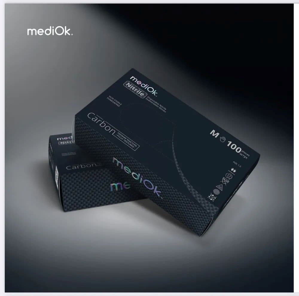 Перчатки нитриловые Mediok M черные (Carbon)