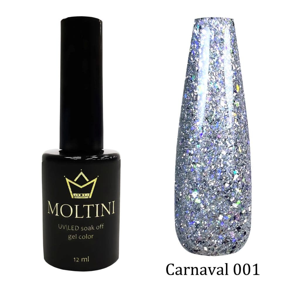 MOLTINI светоотраж.голографический лак "Carnaval" 001. 12 мл.
