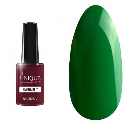 Unique, Гель-лак Изумруд 01 (Emerald 01) (8ml)