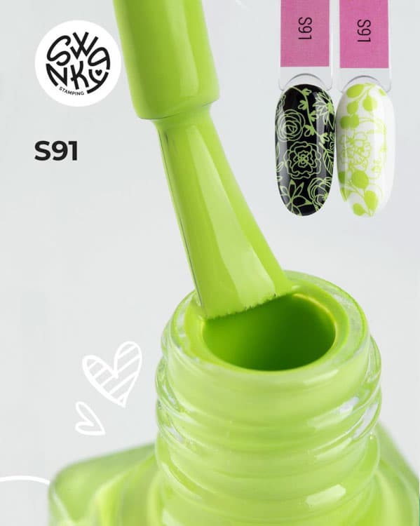 Swanky Stamping, Лак для стемпинга S91 зеленая лужайка, 6мл