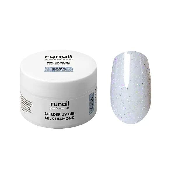 Runail, Моделирующий УФ-гель светоотр. BUILDER UV GEL  MILK DIAMOND 15 г №9873