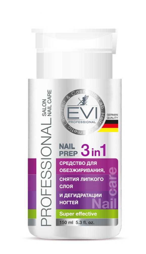 EVI professional 3 в 1 Средство для обезжиривания ногтей и снятия липкого слоя с помпой-дозатором 15