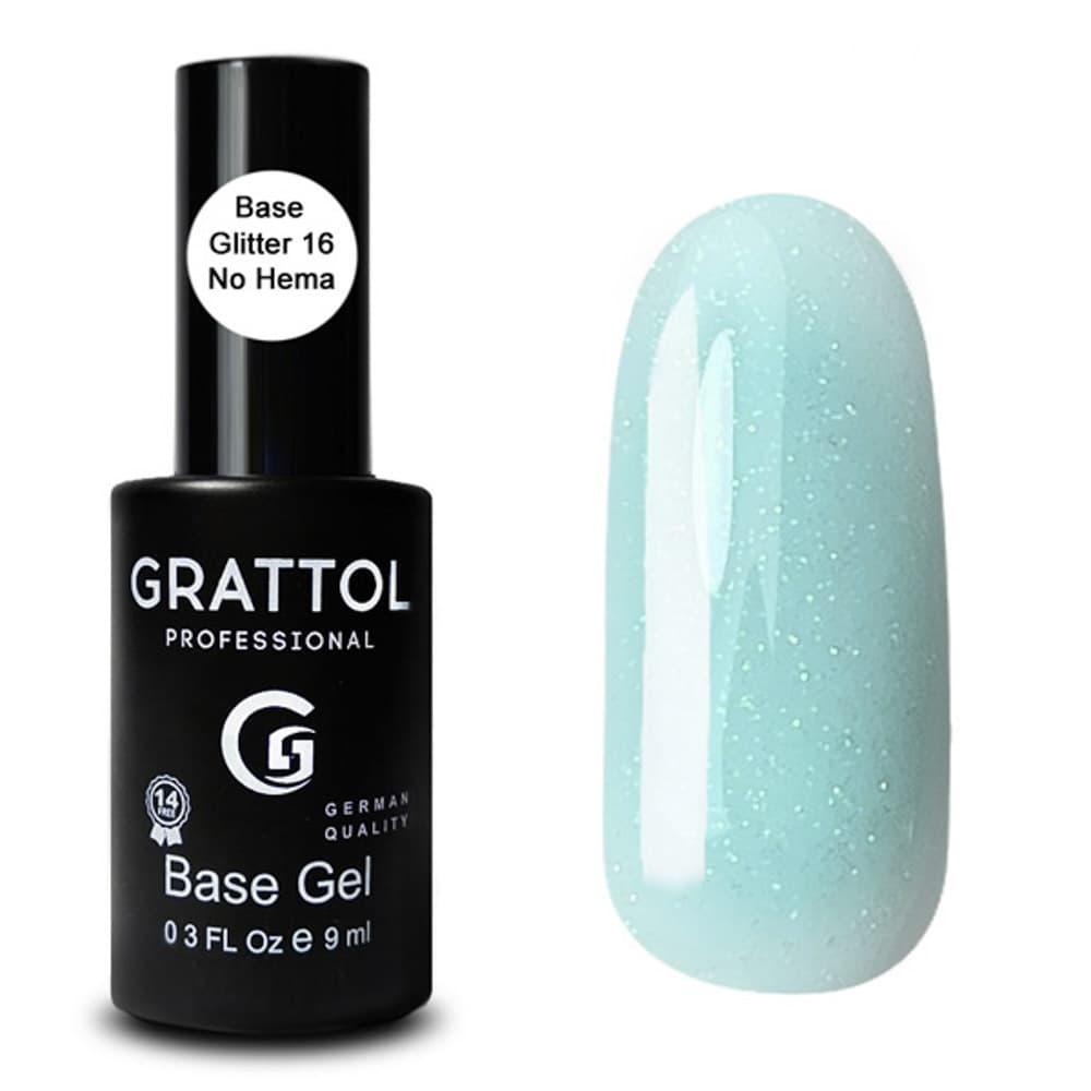 Grattol Rubber Base Glitter 16 База камуфлирующая с глиттером, 9ml #