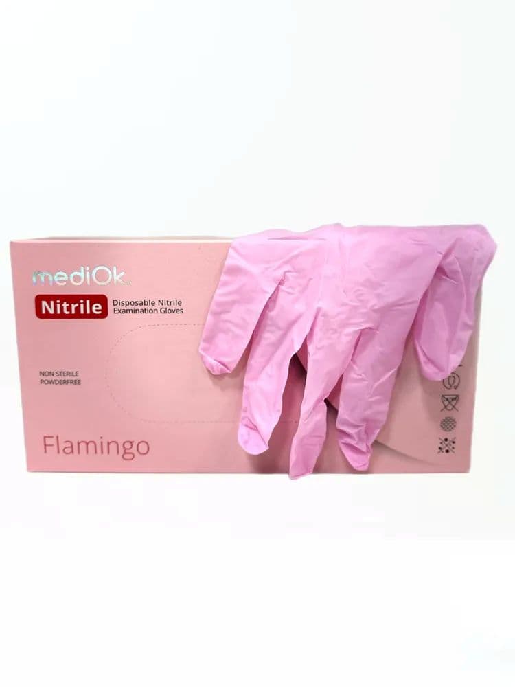 Перчатки нитриловые Mediok M розовый (Flamingo)