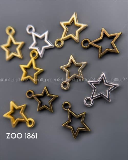 ZOO, 1861 Пирсинг для ногтей "Звездочки" металл 10шт