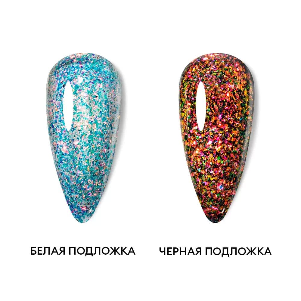Runail, Моделирующий УФ-гель с эффектом битого стекла BUILDER UV GEL Калейдоскоп № 10083, 15г 