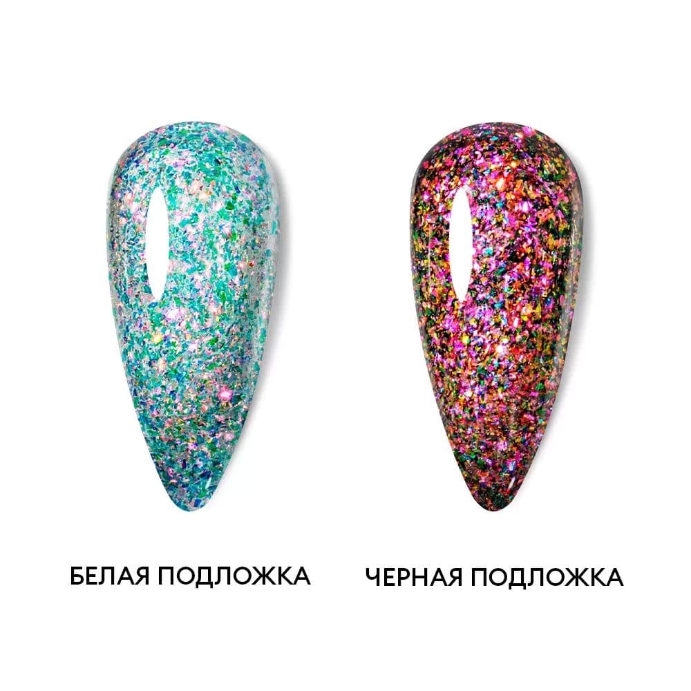 Runail, Моделирующий УФ-гель с эффектом битого стекла BUILDER UV GEL Калейдоскоп № 10084, 15г 