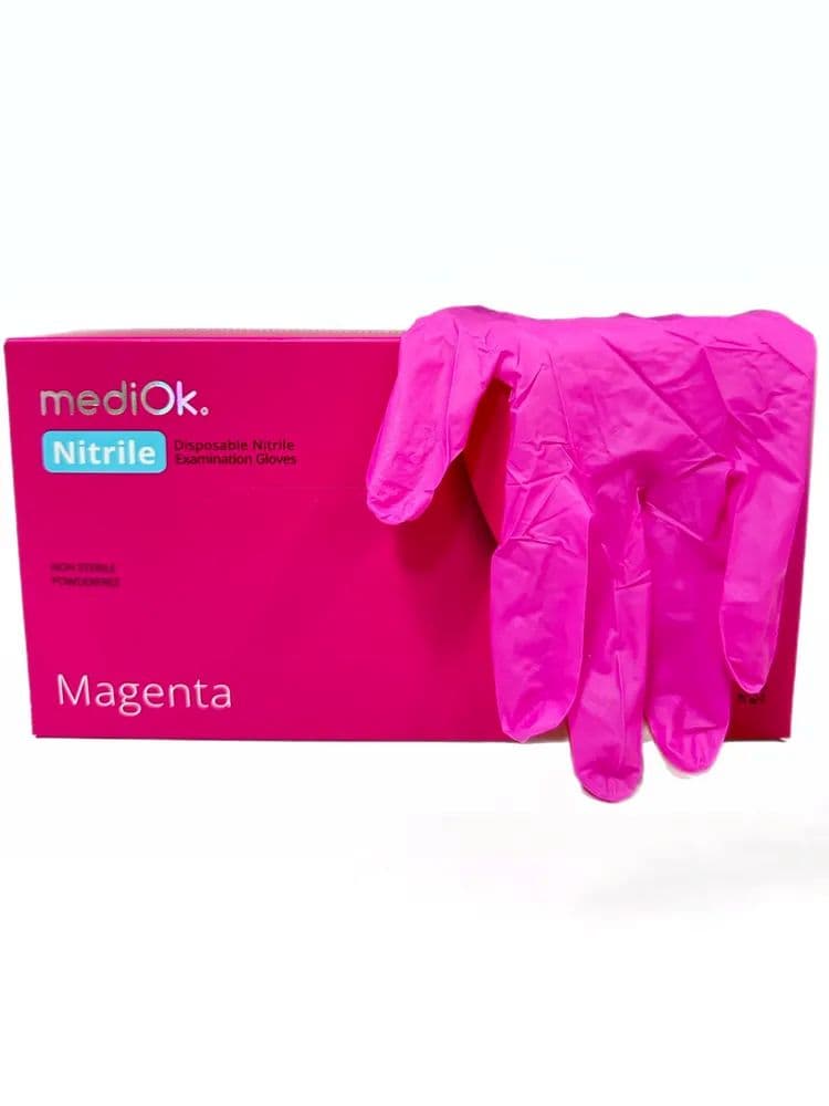 Перчатки нитриловые Mediok M фуксия (Magenta)