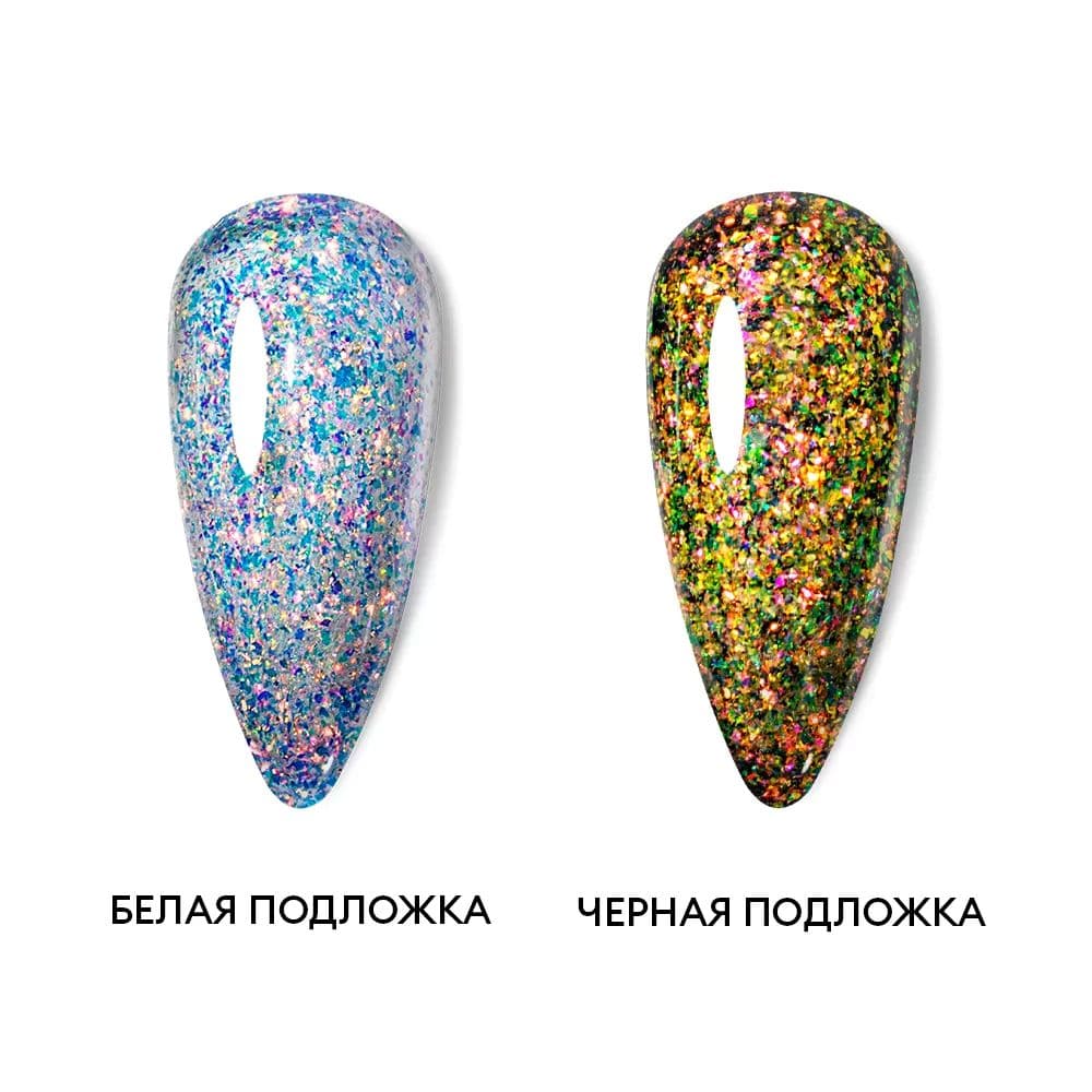 Runail, Моделирующий УФ-гель с эффектом битого стекла BUILDER UV GEL Калейдоскоп № 10085, 15г 