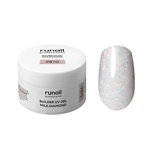 Runail, Моделирующий УФ-гель светоотр. BUILDER UV GEL  MILK DIAMOND 15 г №9870