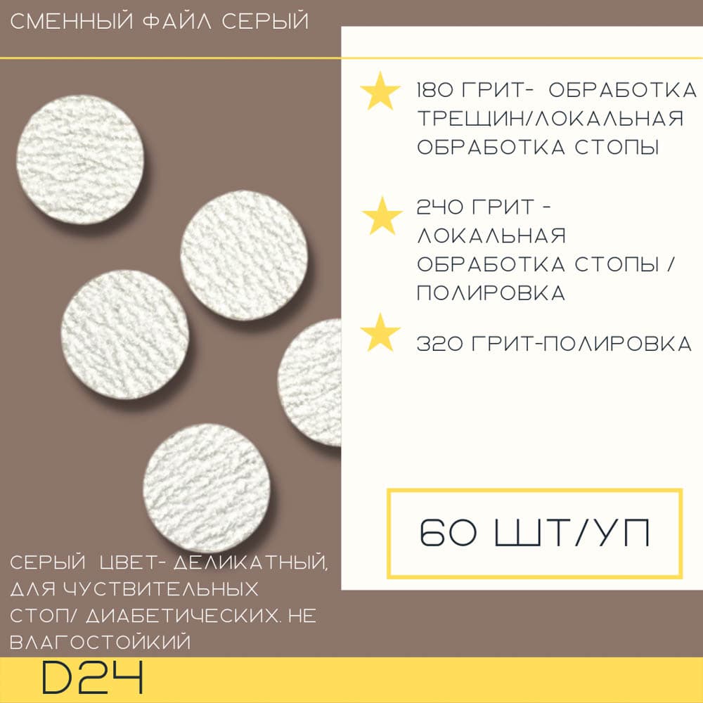 Atis, Круг универсальный полировочный d24 Gray 320гр 60шт