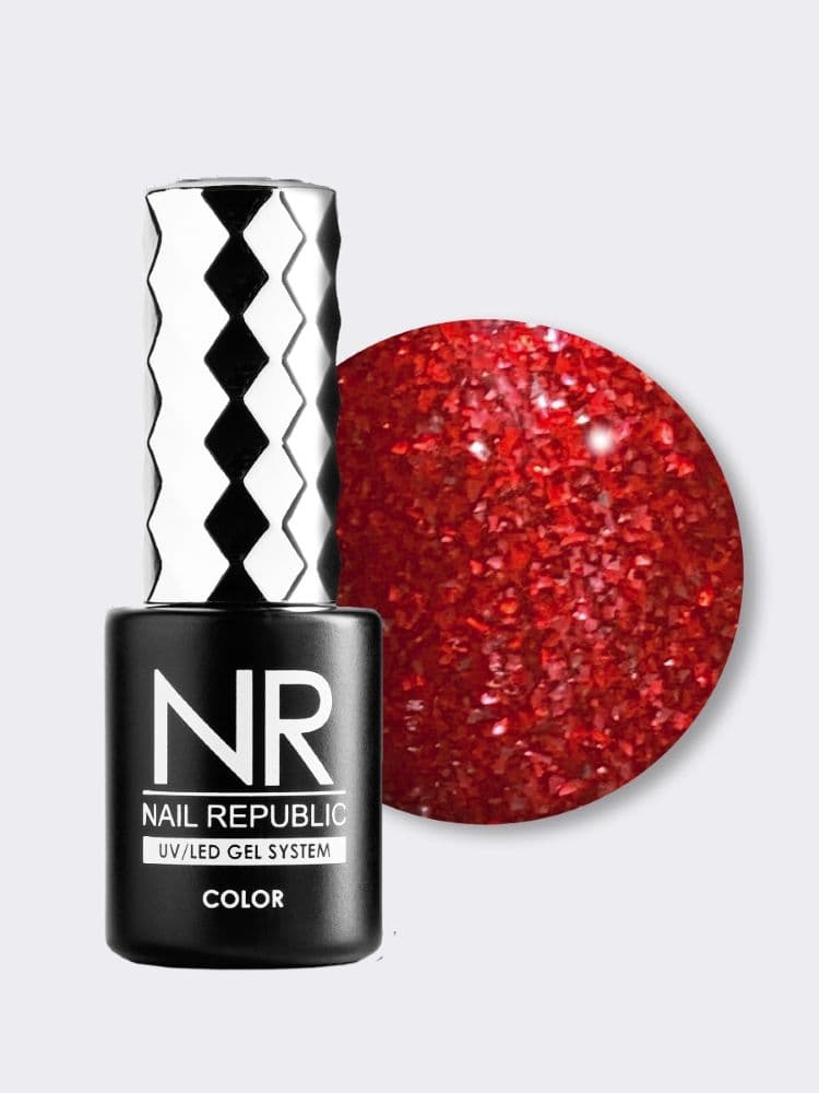 Nail Republic, 430 Femme fatale гель-лак, Мерцающий красный циркон (10 гр)