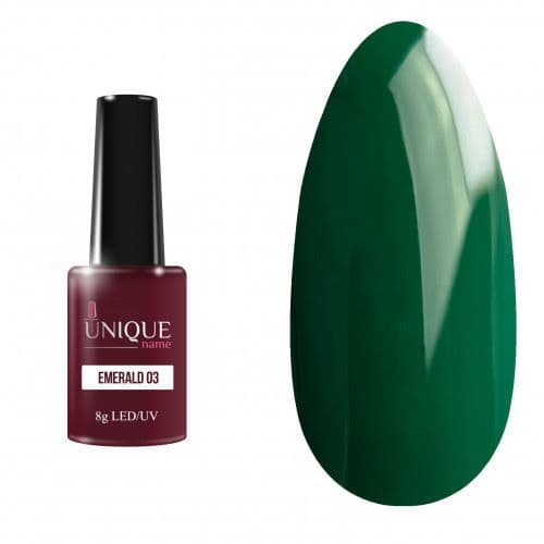 Unique, Гель-лак Изумруд 03 (Emerald 03) (8ml)